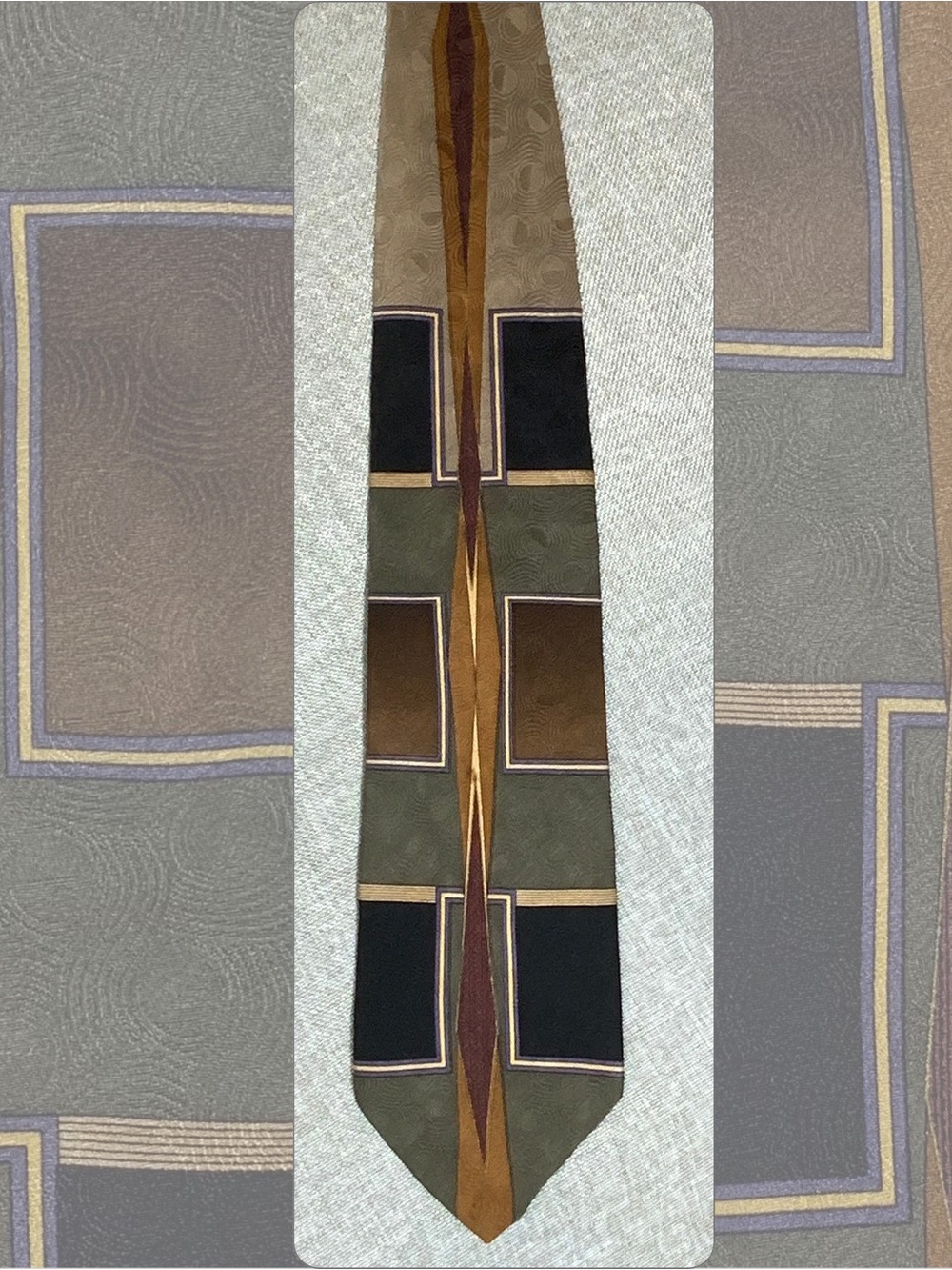 Screenplay Martin Wong Silk Tie Art Deco Geometric Colorblock